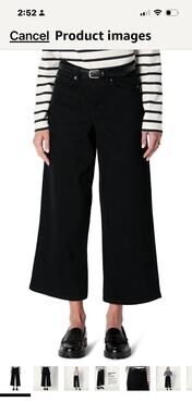 AMAZON ESSENTIALS WOMEN'S HIGH-RISE WIDE LEG CROP Black Size 8